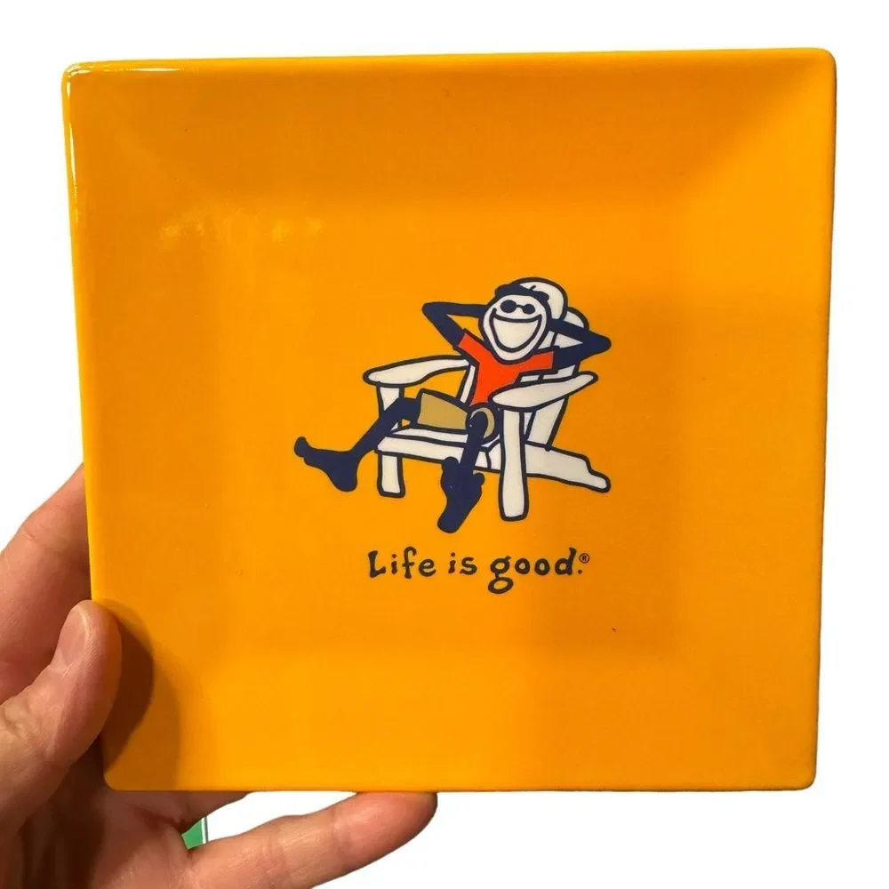 Life is Good 4 Melamine Square Plates Lunch Charcuterie Snacks 6 Inch Square